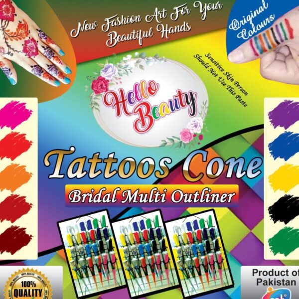 12 Pcs Multicolor Mehndi Cones - Image 2