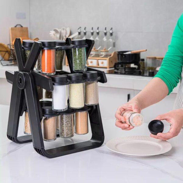 18 Pcs Spice Jar Set. Multifunctional Rotatory Seasoning Rack