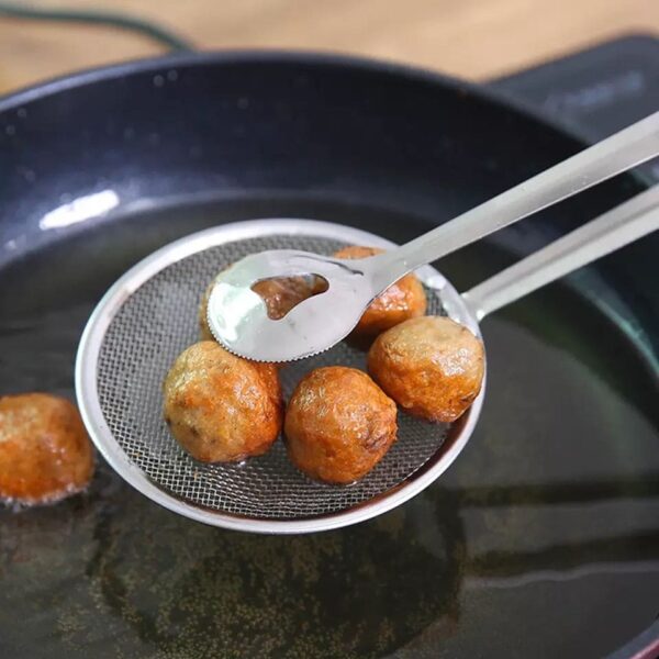2 in 1 Frying Kitchen Tong with Strainer
