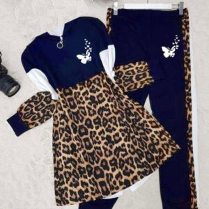 2pc Cheetah Printed Women Winter Tracksuit