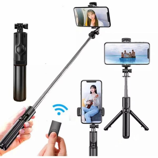 4 in 1 Portable Folding Tripod Selfie Stick With Hidden Remote