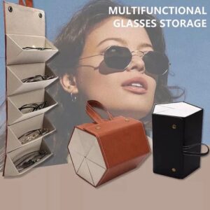5 Slot Foldable Multiple PU Leather Sunglasses/Eyeglasses Travel Organizer Case