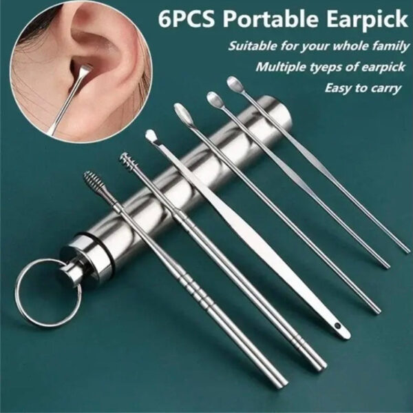 6Pcs Stainless Steel Ear Cleaner