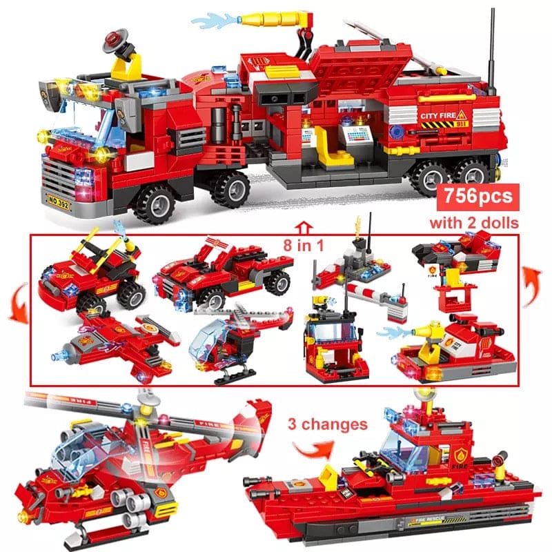 8 in 1 City Command Vehicle Model Building Blocks