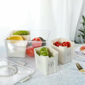Acrylic 4 Grid Vegetable Storage Box With Handle