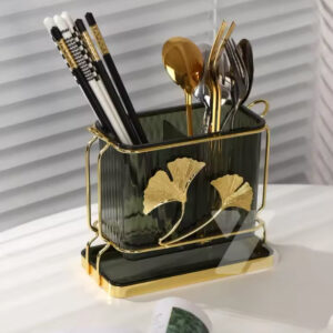 Acrylic Cutlery Holder With Drain Plate