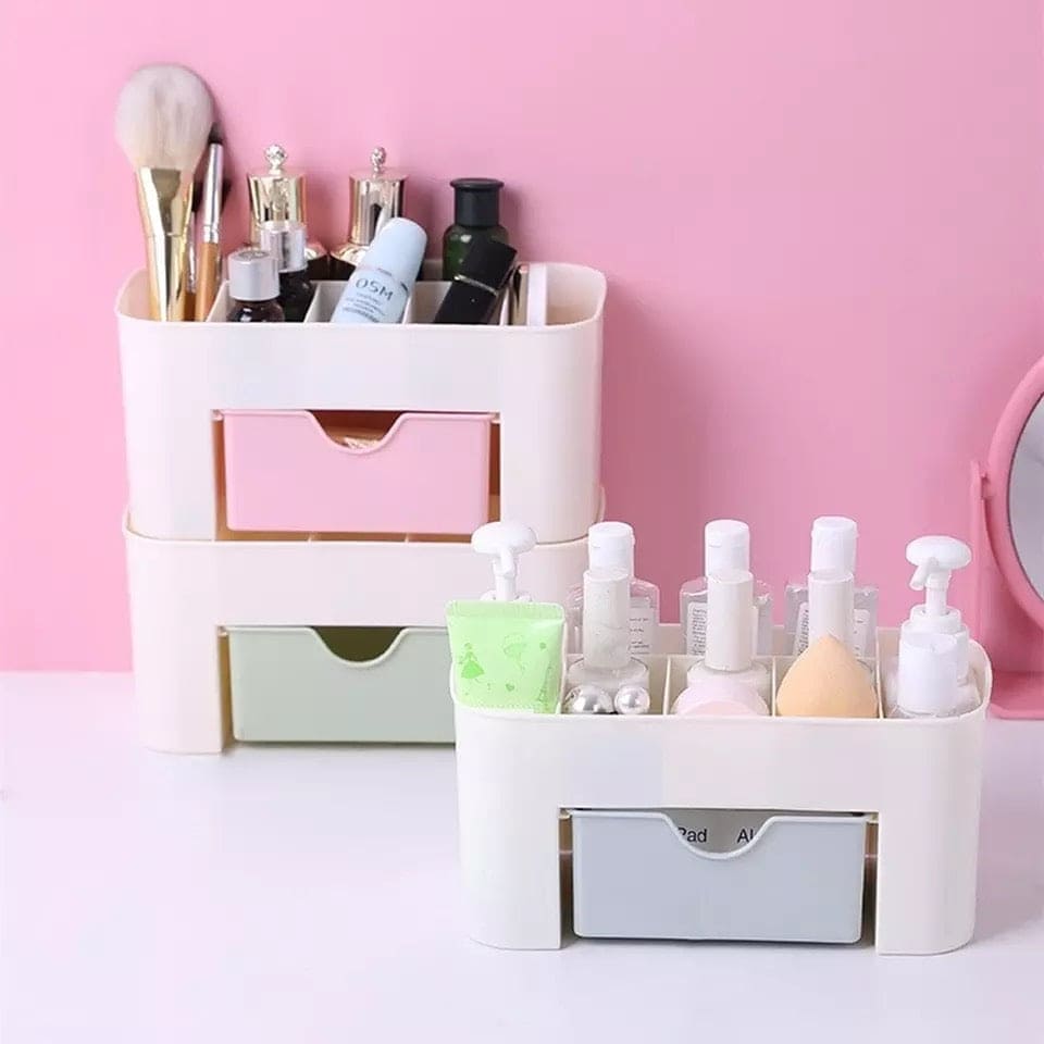 Amazing Double Layer Plastic Makeup Organizer Storage Box